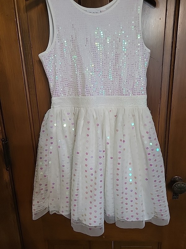 The Children's Place Girls White Bling Dress NWT XXL (16)