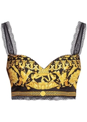 Versace Baroque Silk Lace Detail Bustier Top - Size IT 42