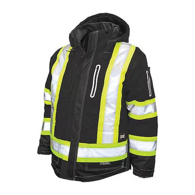 Tough Duck S18711 Men's Hi-Vis 4-In-1 Safety Jacket, 300D Ripstop, 100%