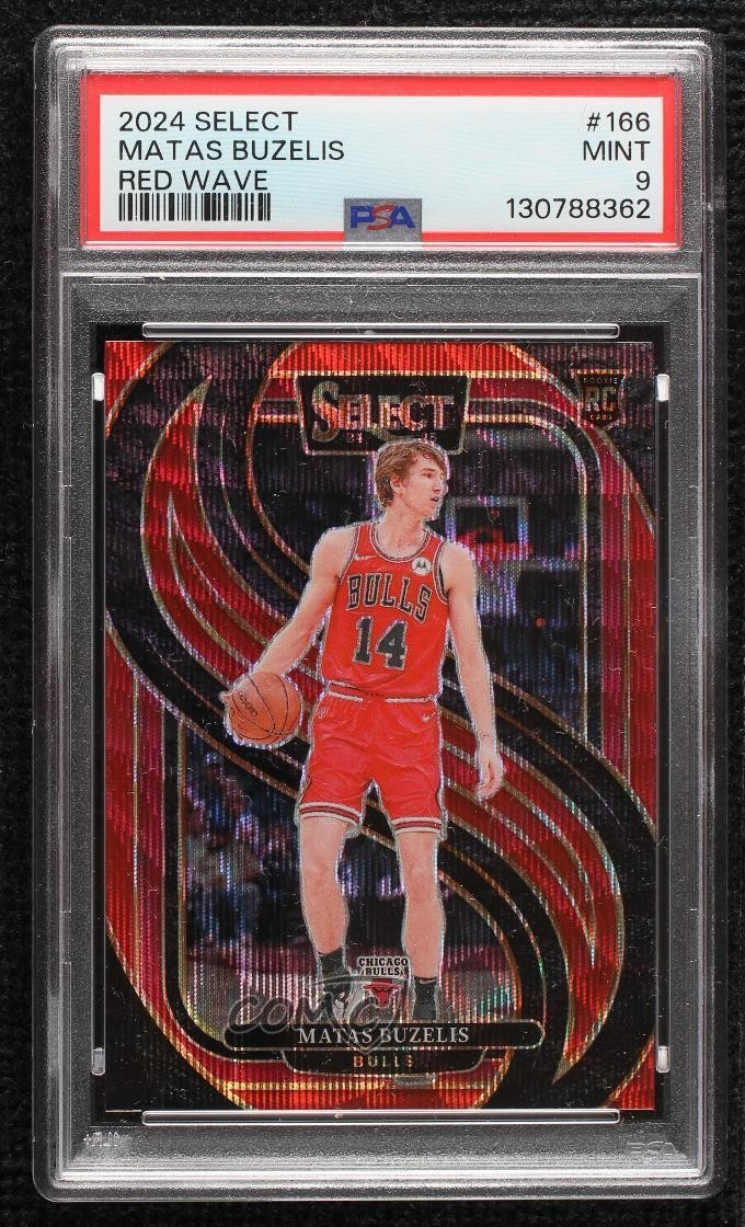 2024-25 Panini Select Premier Level Red Wave Prizm Matas Buzelis PSA 9 MINT 13ql