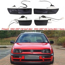 Front Bumper Fog Lightcorner Turn Signal Smoked For 1993-1998 Vw Jetta Golf Mk3