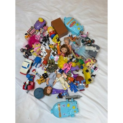 Vintage Bag Lot Of Toys Figurines Collectible Some VTG Fisher Price Wheelie
