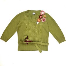 Vintage Y2K next green flower Cable Knit Jumper UK16 cottagecore whimsical fairy