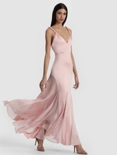 Alice + Olivia Adrina  Pink Silk Evening Gown Twist Strap Flattering Fit 10 Nwt