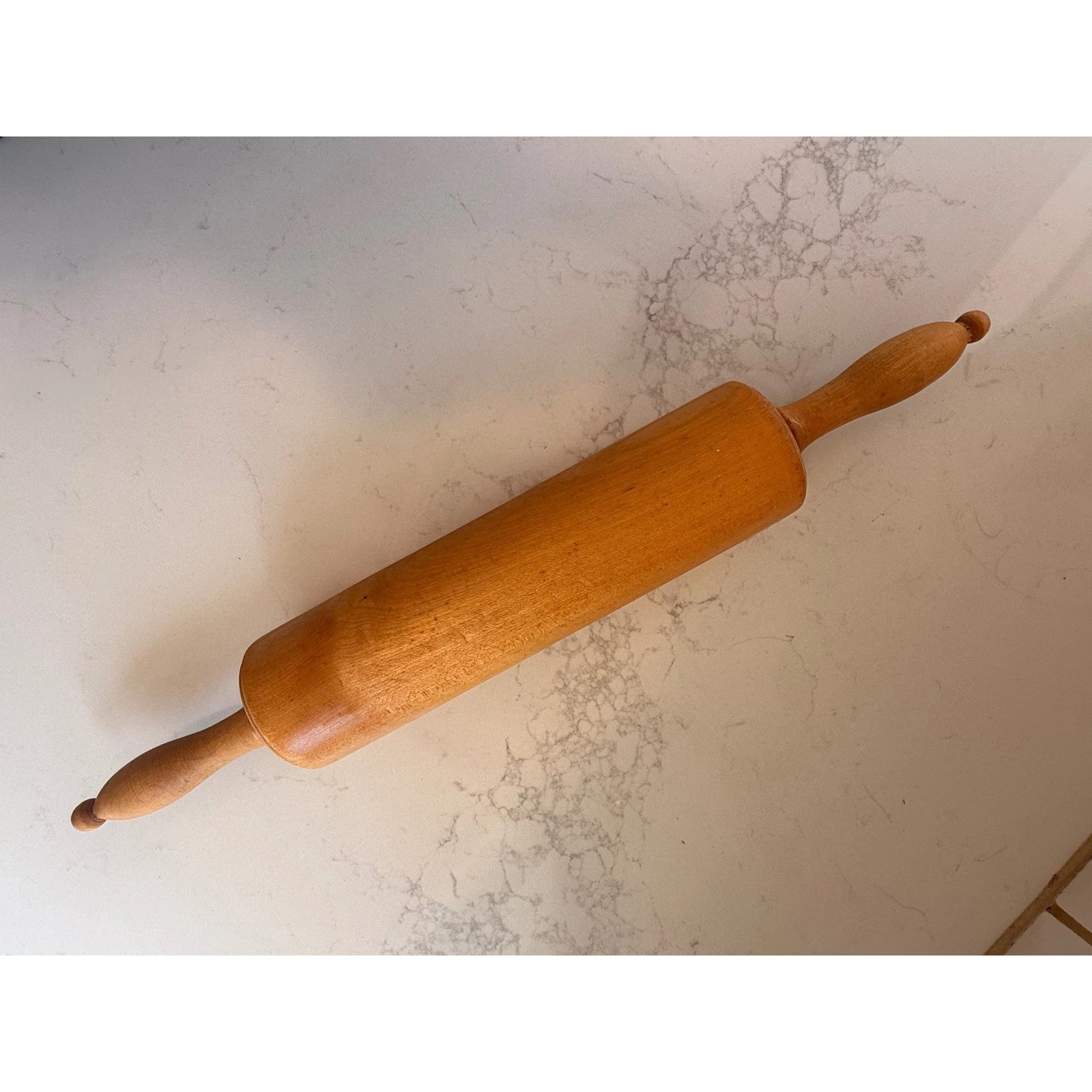 Vintage Solid Wood Rolling Pin 17.5 Inch Farmhouse Kitchen Baking Tool Honey Oak