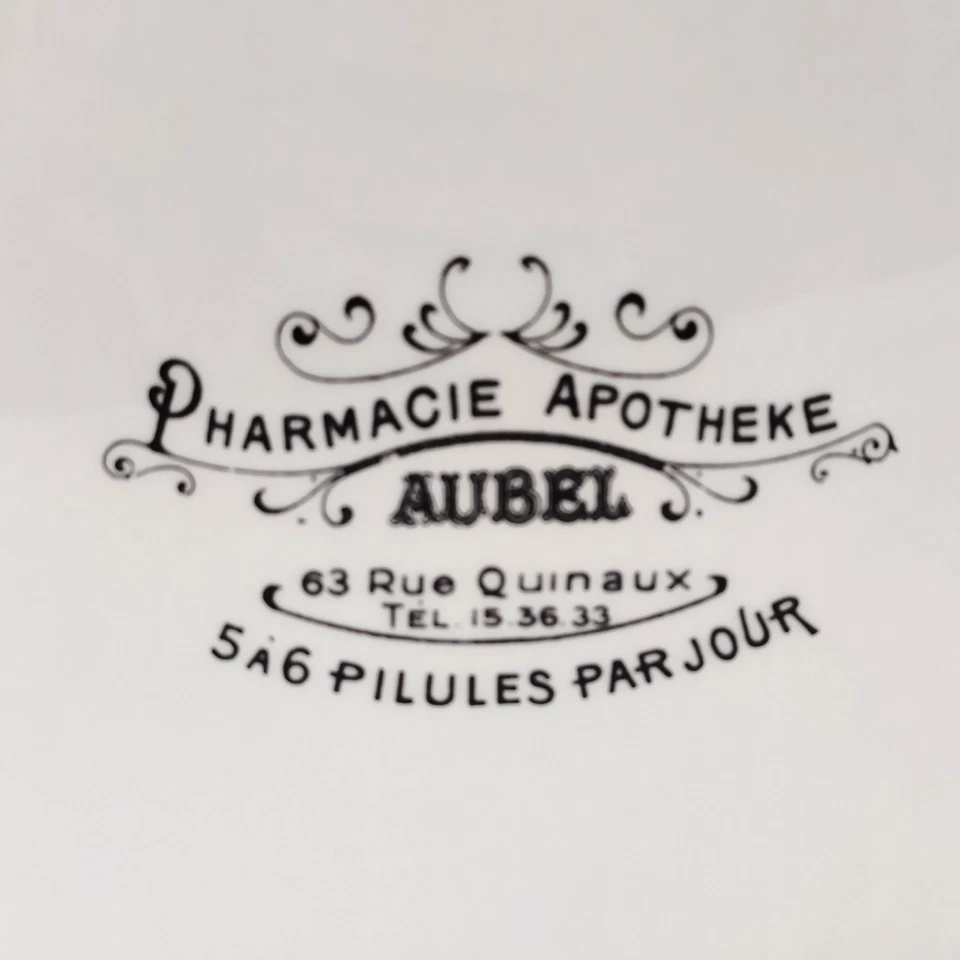 Cubierta de pañuelo de cerámica vertical Pottery Barn gráfico blanco roto excelente retro Foto 3 de 4