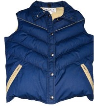 Woolrich Women's Size Medium fits Sm Vtg Navy Blue Down Feather Puffer Vest