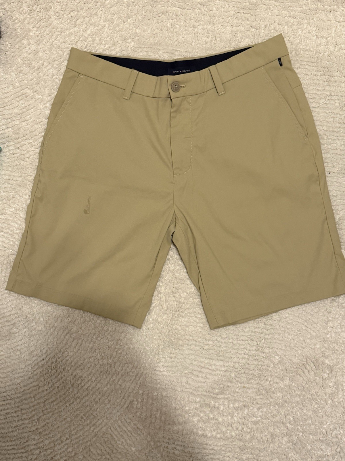 Tommy Hilfiger Mens Flex Stretch 9 Inch Chino Shorts Sand Khaki Tan Size 33