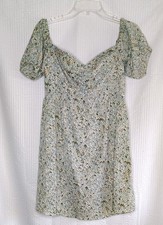 Nasty Gal Collection Off Shoulder Green Floral Mini Dress Women's 6