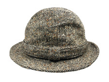 Vtg 70s 80s KANGOL DESIGN Gray Wool TWEED FEDORA HAT English Summer Hike Sz S/M