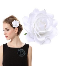 White Rose Flower Hair Clip Brooch Pin Up for Mexican Flamenco Dancer Women