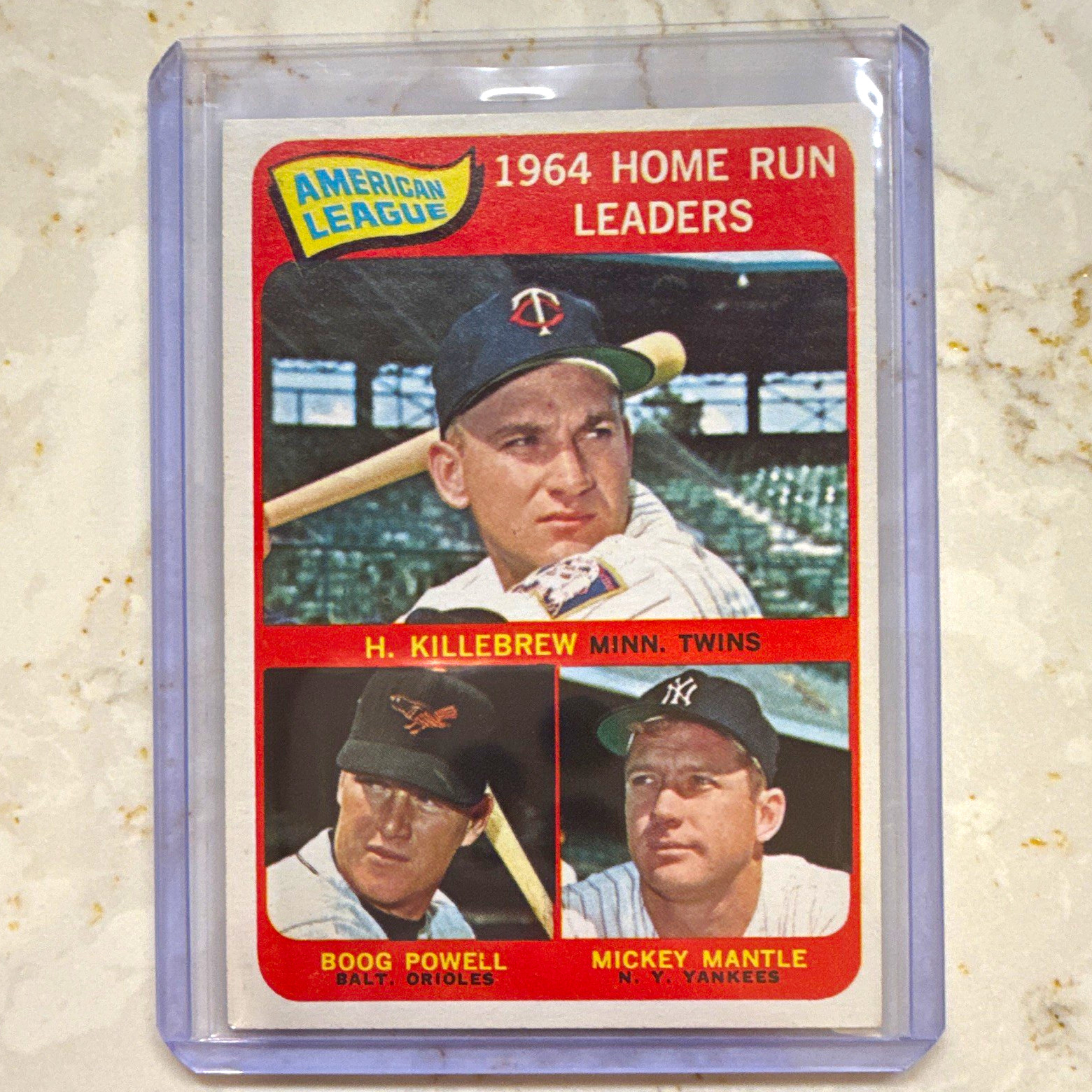 Topps 1964 Home Run Leaders American League Killebrew Powell Mantle #3
