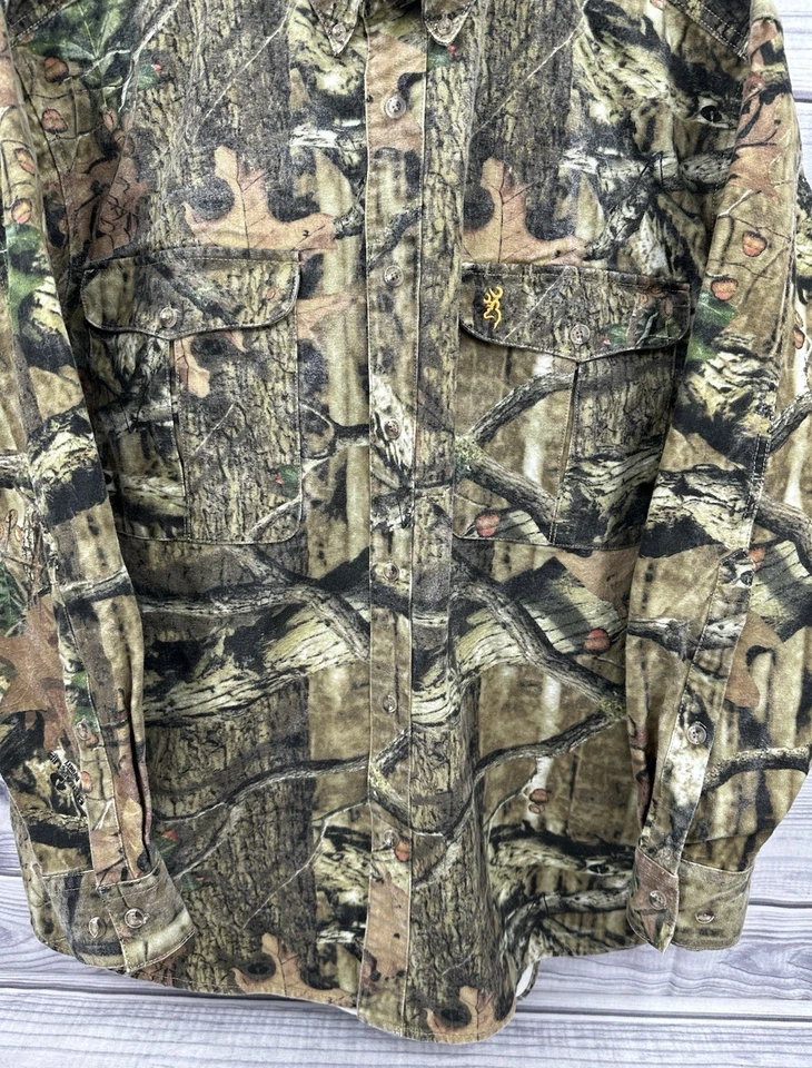 BROWNING BUTTON FRONT HUNTING SHIRT - MOSSY OAK BREAK UP CAMO - MEN'S SIZE XL - Image 3 of 4