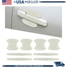 8PCS Car Door Handle Scratch Protector Sticker, Reflective Flexible Color: White
