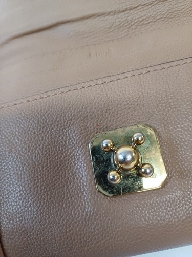 Chloe Long Geldbörse Beige Leder Gold Metallschloss Designer Portemonnaie - Bild 8 von 15