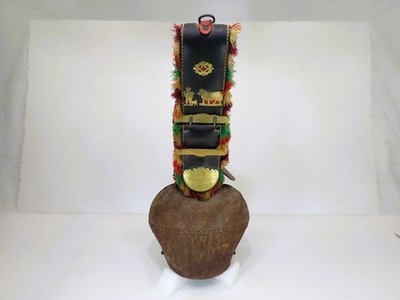 Vintage Swiss Alpine Cowbell Large 23'' Treicheln Bell Ornate Fringed Leather Str