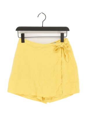 Oliver Bonas Women's Midi Skirt UK Yellow Viscose with Linen