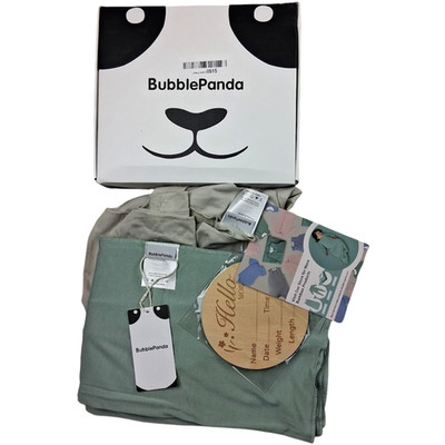 Bubble Panda Bamboo Baby Swaddle Blankets Green Tan Rayon Soft Silky Unisex NEW