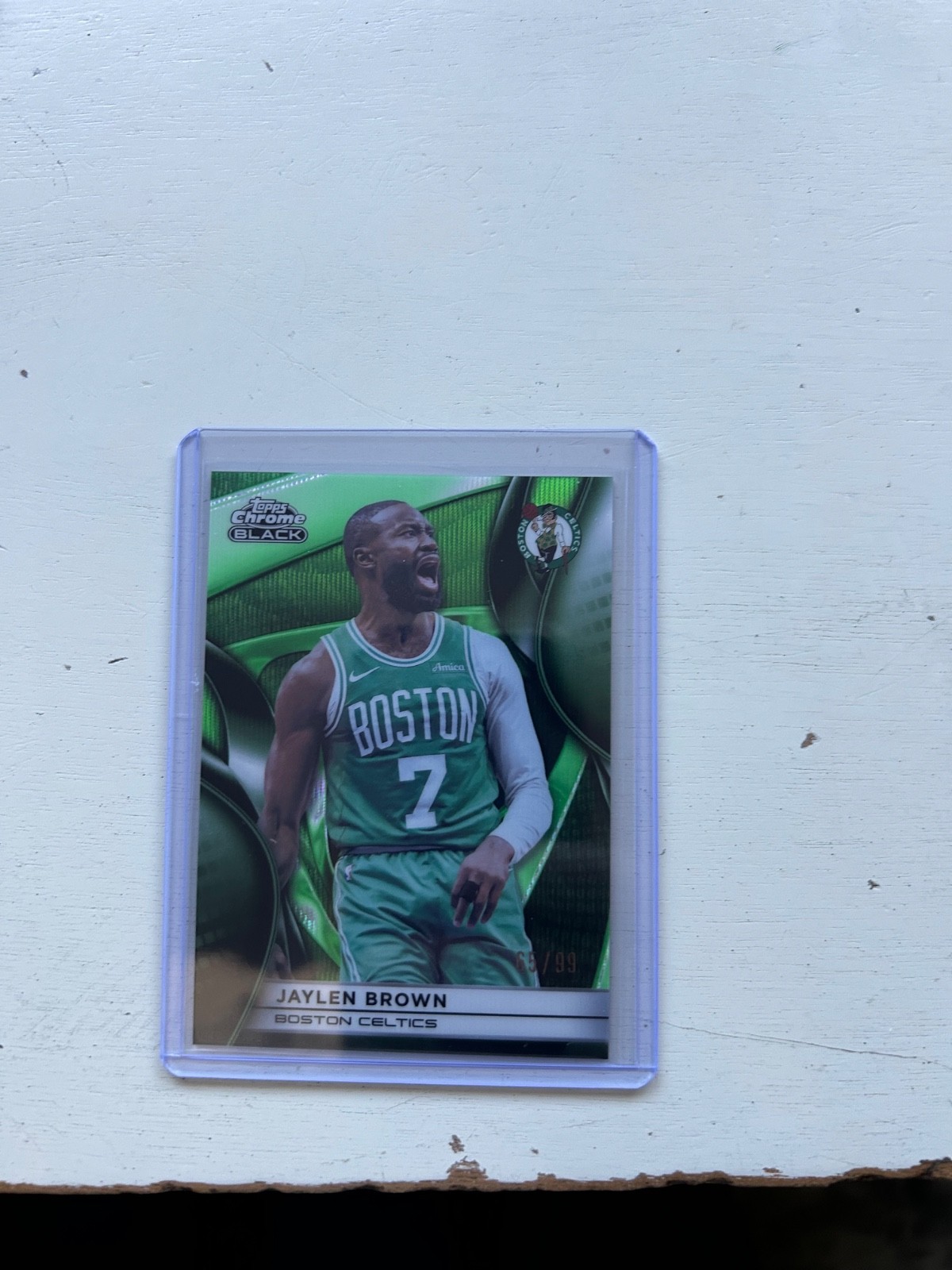 2025-26 Topps Chrome Black Jaylen Brown #39 Green Refractor /99 Celtics