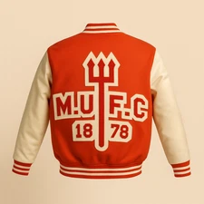 CUSTOM RED DEVIL VARSITY JACKET SIZE L - THE LETTERMAN COLLECTION