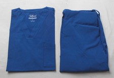 Tafford Unisex Adult's Active Stretch 7-Pocket Scrub Set CN6 Royal Large NWT