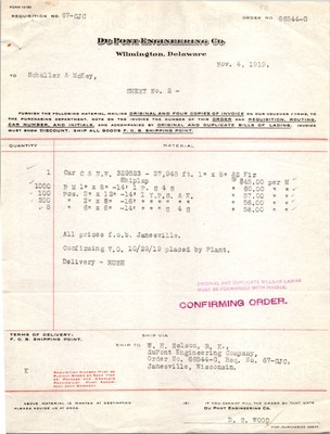 DuPont Engineering Co Wilmington DE 1919 Billhead