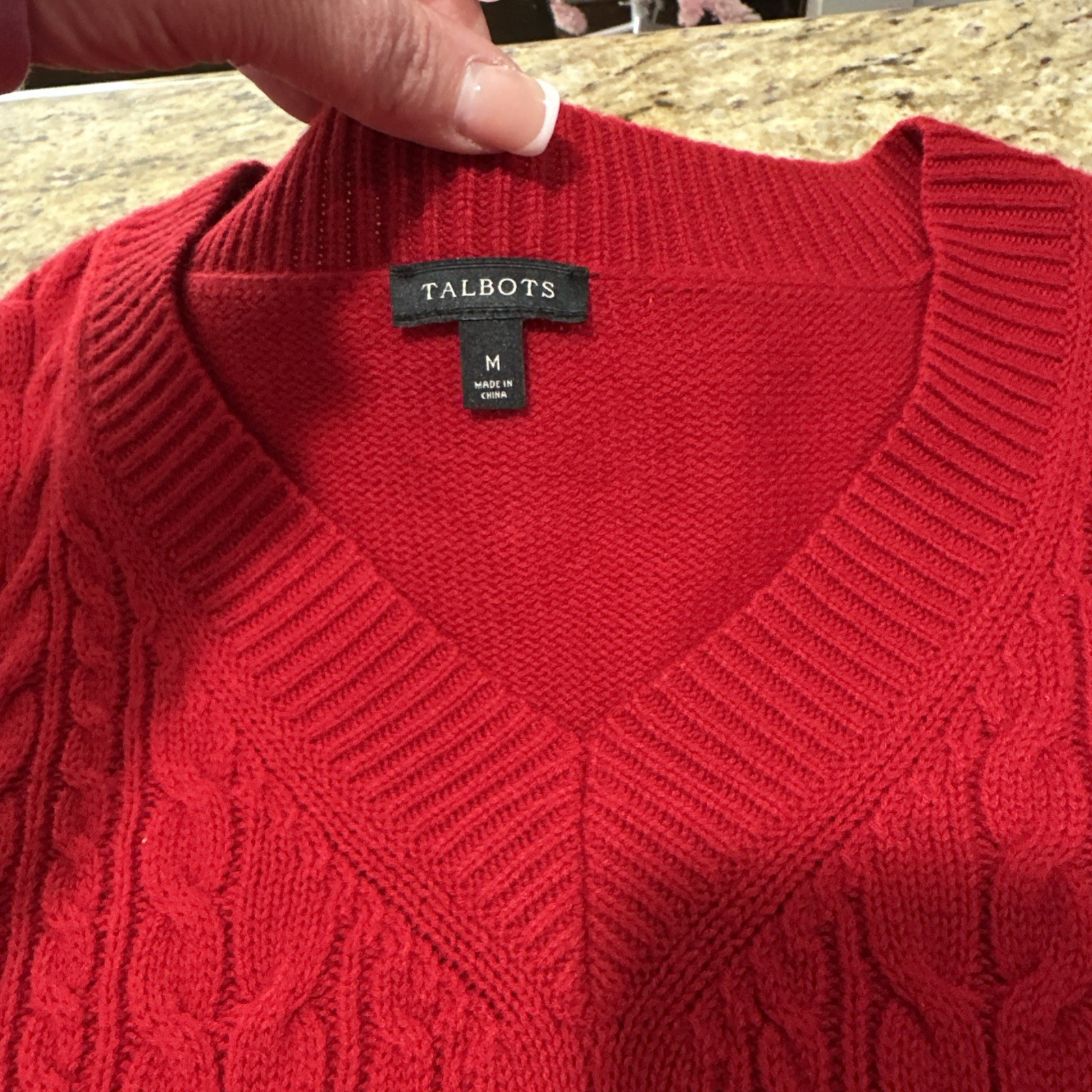 Talbots Plus Cable-Knit V-Neck Pullover Sweater R… - image 4