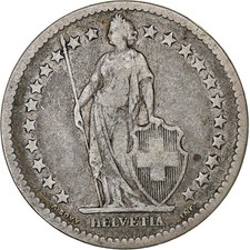 [#1307128] Switzerland, 2 Francs, Helvetia, 1878, Bern, Silver, VF, KM:21
