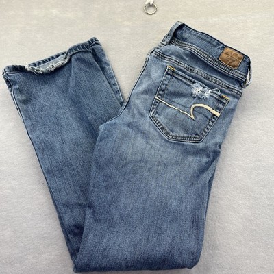 American Eagle Jeans Womens 6 Blue Original Boot Distressed Denim Y2K Low Rise
