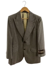 GUCCI 2B Tailored Jacket 48 Wool Grey Stripe 625376 ZAD96
