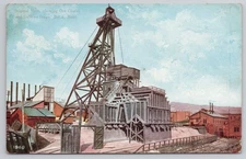 Vintage Postcard Unloading Timbers at Stewart Mine Butte Montana MT Mining c1910