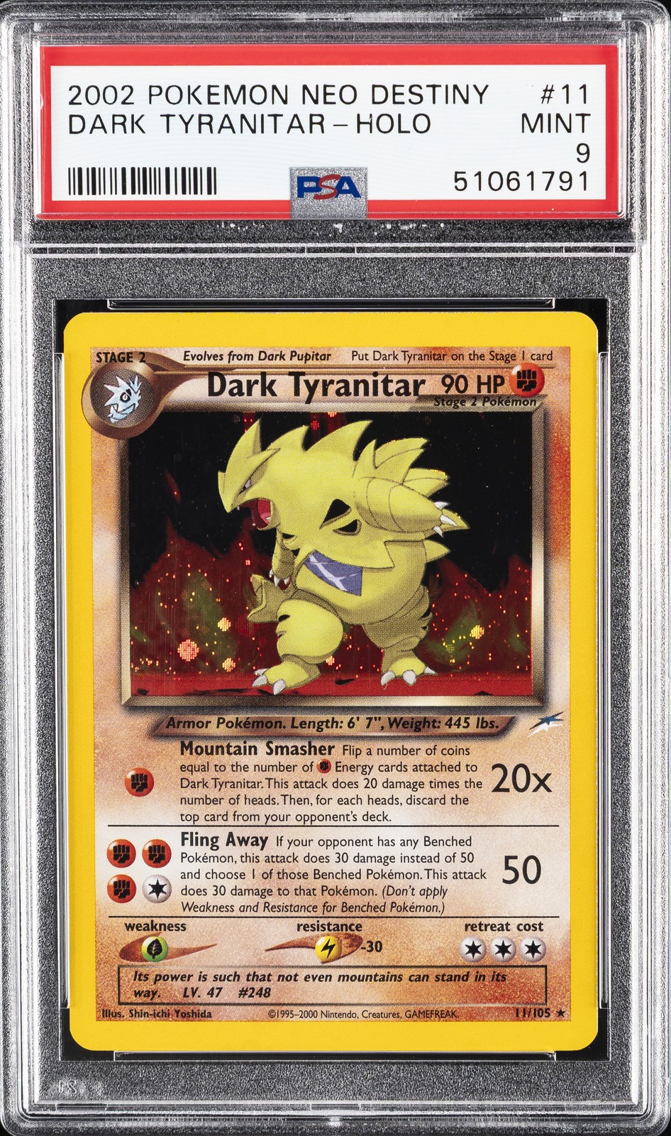 2002 POKEMON NEO DESTINY #11 DARK TYRANITAR-HOLO PSA 9