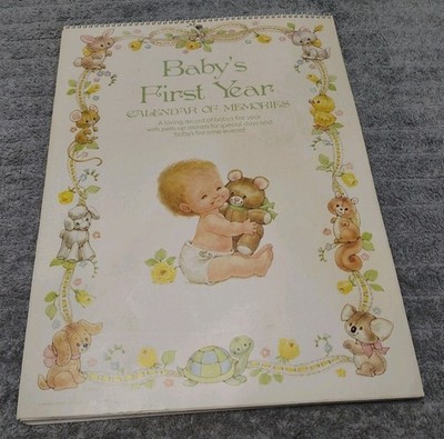Vintage 1983 Baby's First Year Calendar Spiral Bound Stickers Milestones UNUSED!