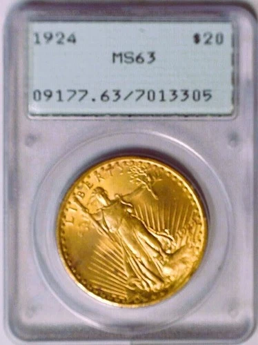 1924 PCGS  MS63 Saint Gaudens Old Green Holder & a Rattler