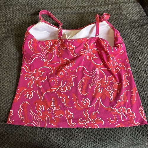 Tankini da bagno Lands' End floreale 16 donna rosa arancione coppe modellate regolabili - Foto 2 di 4
