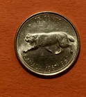 1867- 1967 Canada Centennial Silver Lynx Quarter Canadian 25 cent, .80 Silver.