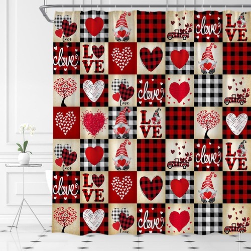 Valentine's Day Shower 70"W x 70"L (Pack of 1), Red Brown Pink - Picture 1 of 4