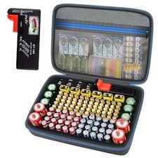Battery Organizer Storage Case with BT-168 Tester, Holds 136 Batteries Blue