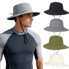 UPF 50 Wide Brim Sun Hat Breathable Boonie Cap Outdoor UV Protection Bucket Hat