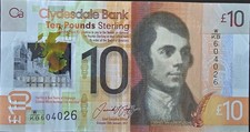 Clydesdale Bank 10 Pounds Banknote Scotland 2017 VF Condition