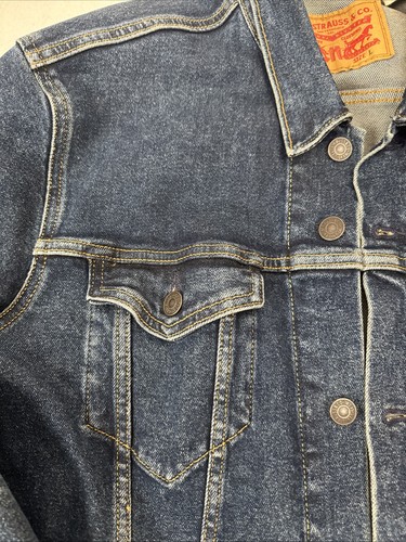 Levis Denim Truckers Jean Jacket Mens Large Blue 72334 Dark Wash Free Shipping - Picture 4 of 12