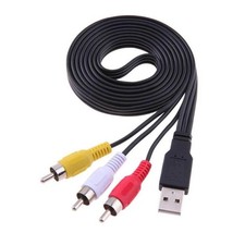 USB A Male to 3 RCA Male Splitter Audio Video AV Composite Cable for TV/Mac/PC