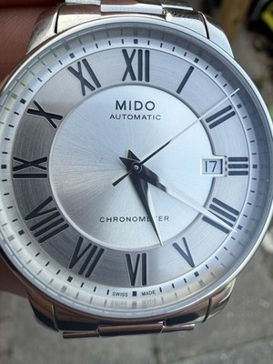 Mido Automatic Chronometer Silver Stainless Steel Analog Roman Numerals Date