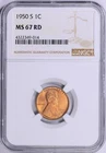 1950 S Lincoln Cent NGC MS67 RED