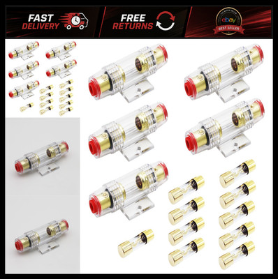 AGU Fuse Holder for 4-10 Gauge Wire with 10x 60A Fuses for Car Audio & Marine