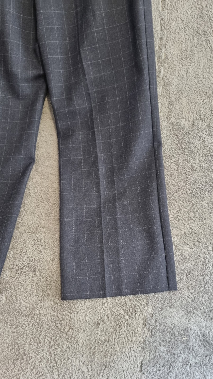 Marks & Spencer Womens Navy Check Work  Wool Blend Trousers UK 14 Short 27 in image 10