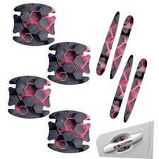 8 PCS Car Door Handle Protector Stickers, Carbon Fiber Style 2 Multicolored