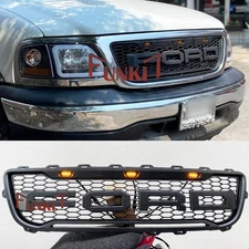 Upgrade Grille For FORD F150 F-150 1999-2003 Raptor Style Grill w/letters & LED