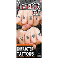 Tinsley Transfers Character Knuckle Traditional Alphabet Temporary Tattoos