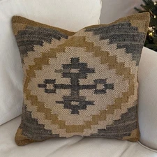 Vintage Karabag Kilim Pillow 16x16 inchWool Ethnic Karabag Kilim w/ Insert
